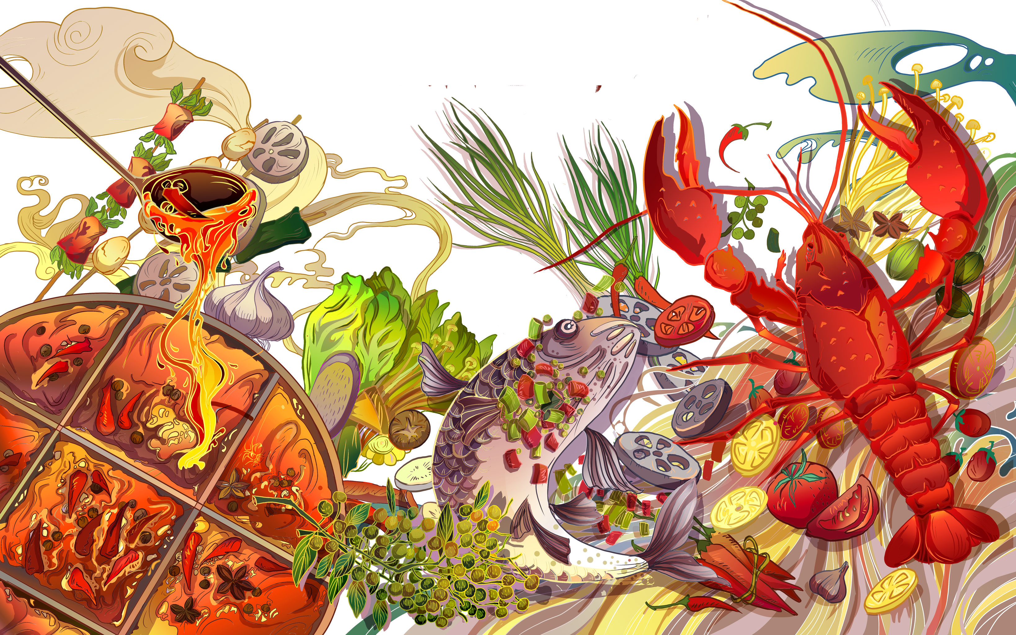 麻辣美食街-插画